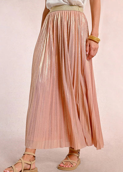 Molly Bracken Pink Metallic Pleated Skirt