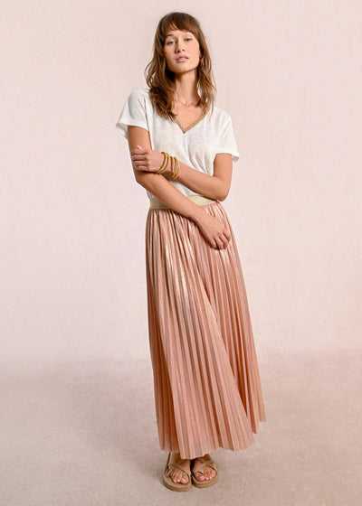 Molly Bracken Pink Metallic Pleated Skirt
