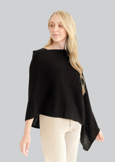 Alashan Cashmere Poncho Ebony
