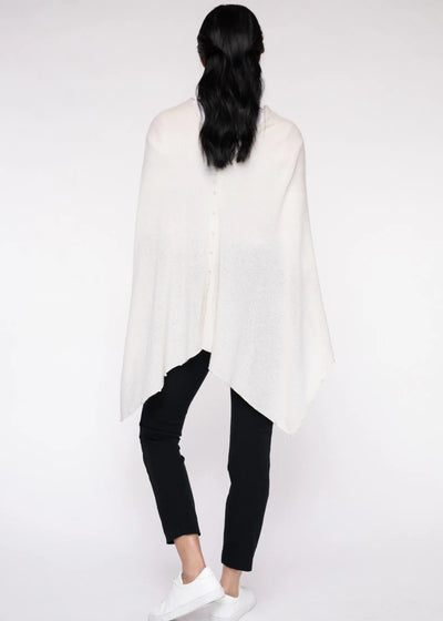 Alashan Cashmere Pearl Trim Poncho White