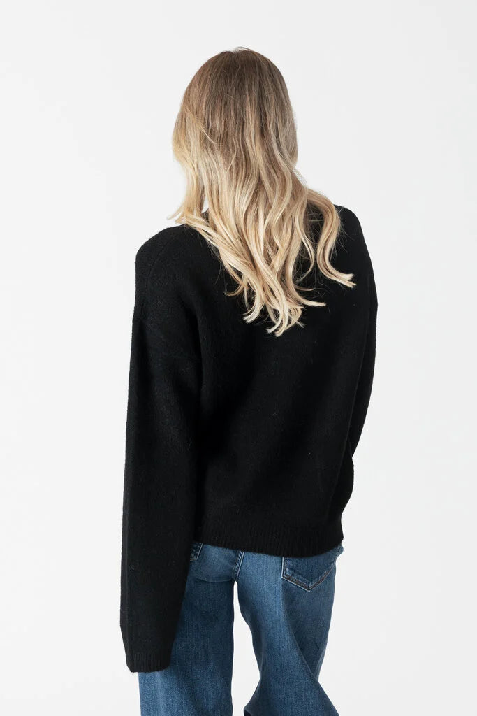 Lyla & Luxe Cardigan W/ Bow Crystal Buttons Black