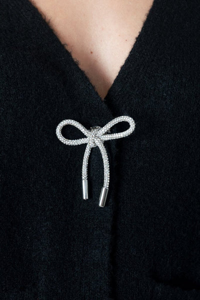 Lyla & Luxe Cardigan W/ Bow Crystal Buttons Black