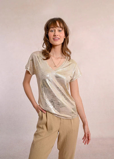 Molly Bracken Metallic T-shirt Golden Beige