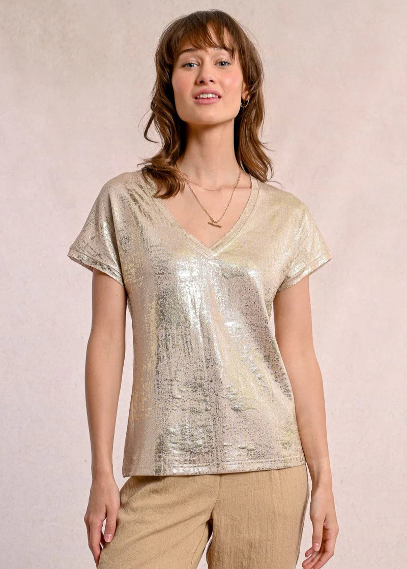 Molly Bracken Metallic T-shirt Golden Beige