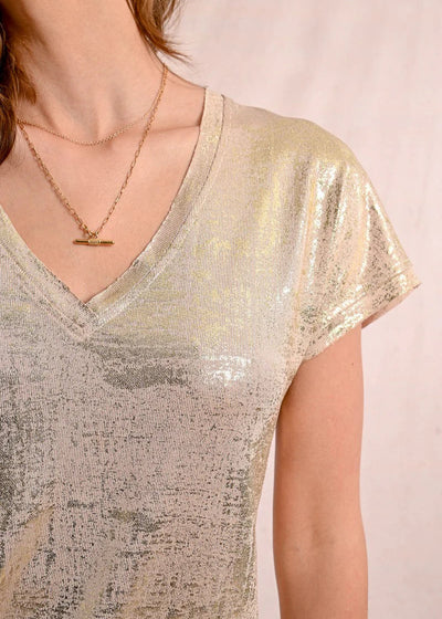 Molly Bracken Metallic T-shirt Golden Beige