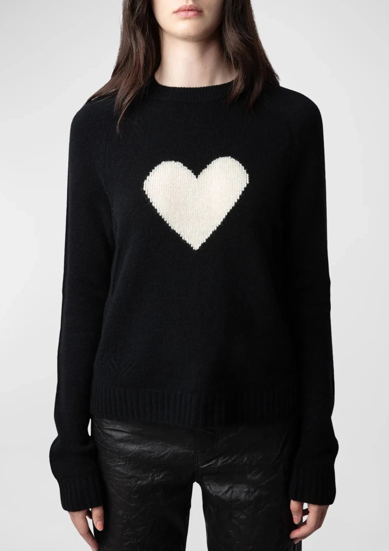 Zadig & Voltaire Ivory Heart Cashmere Sweater - Black