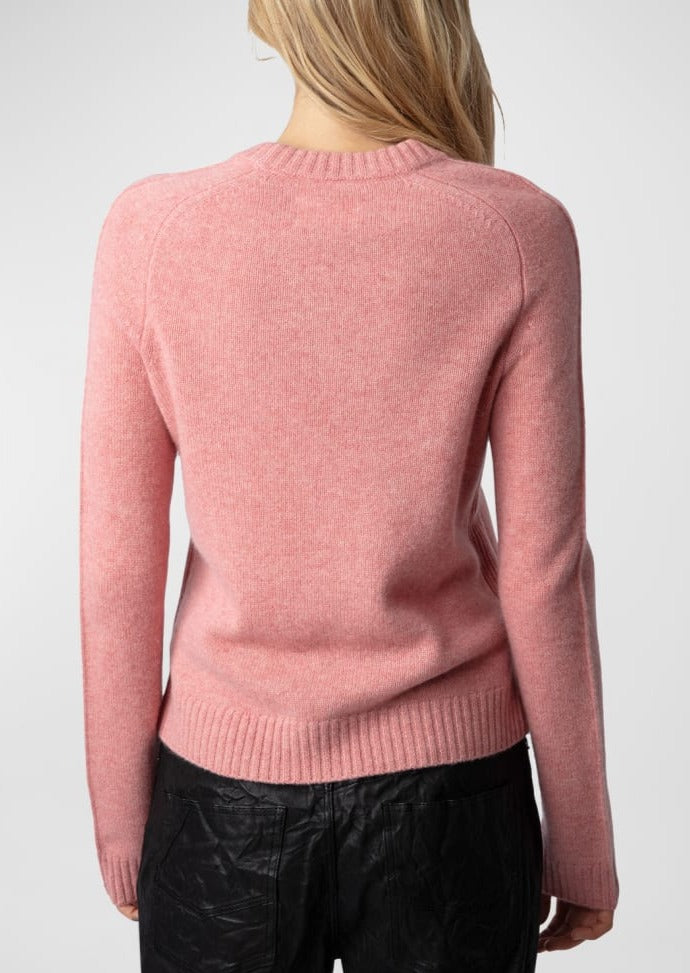 Zadig & Voltaire “Je t’aime “ Rose Cashmere Sweater