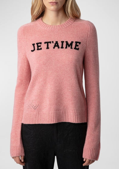 Zadig & Voltaire “Je t’aime “ Rose Cashmere Sweater