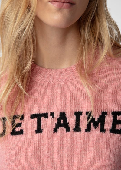 Zadig & Voltaire “Je t’aime “ Rose Cashmere Sweater