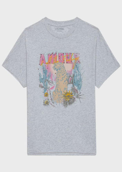 Zadig & Voltaire Tommer Concert Cheetah Tee Grey