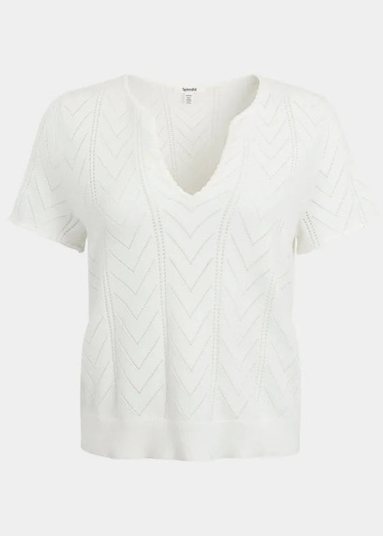 Splendid Sabrina Pointelle Sweater White