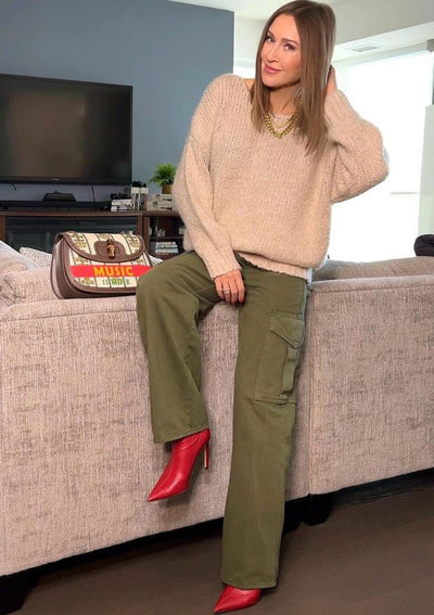 Molly Bracken Boat Neck Knit Sweater - Beige
