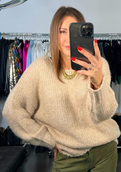 Molly Bracken Boat Neck Knit Sweater - Beige