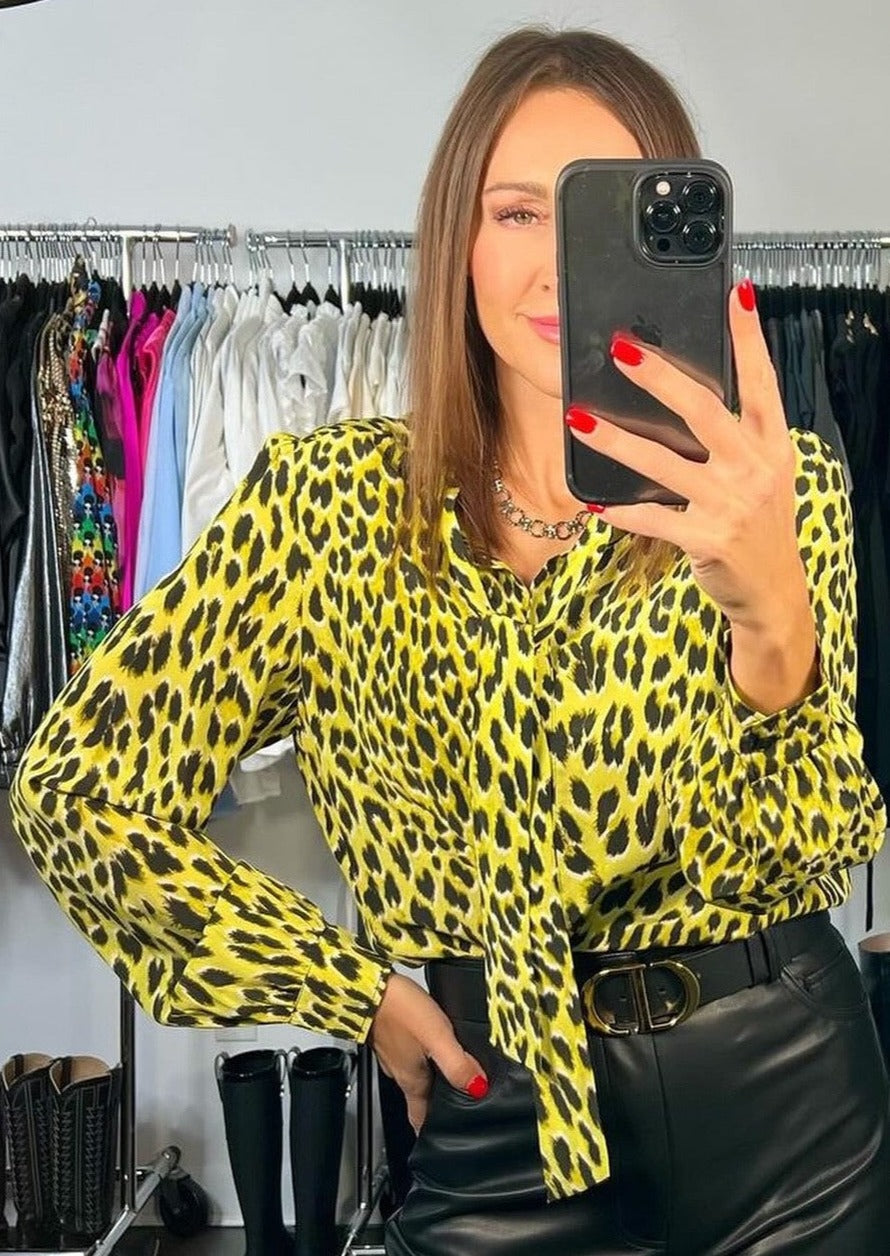 Zadig & Voltaire Taos Leopard Print Silk Blouse - Yellow