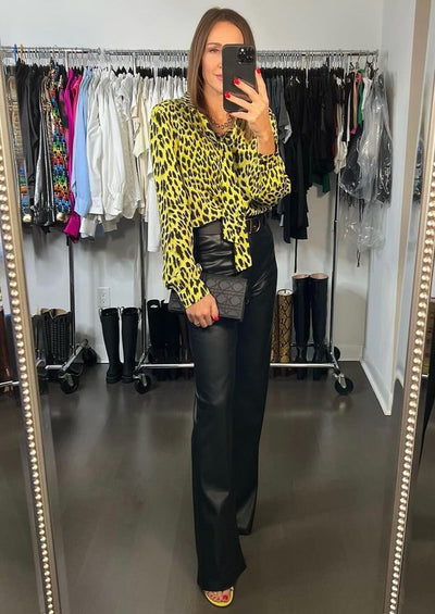 Zadig & Voltaire Taos Leopard Print Silk Blouse - Yellow
