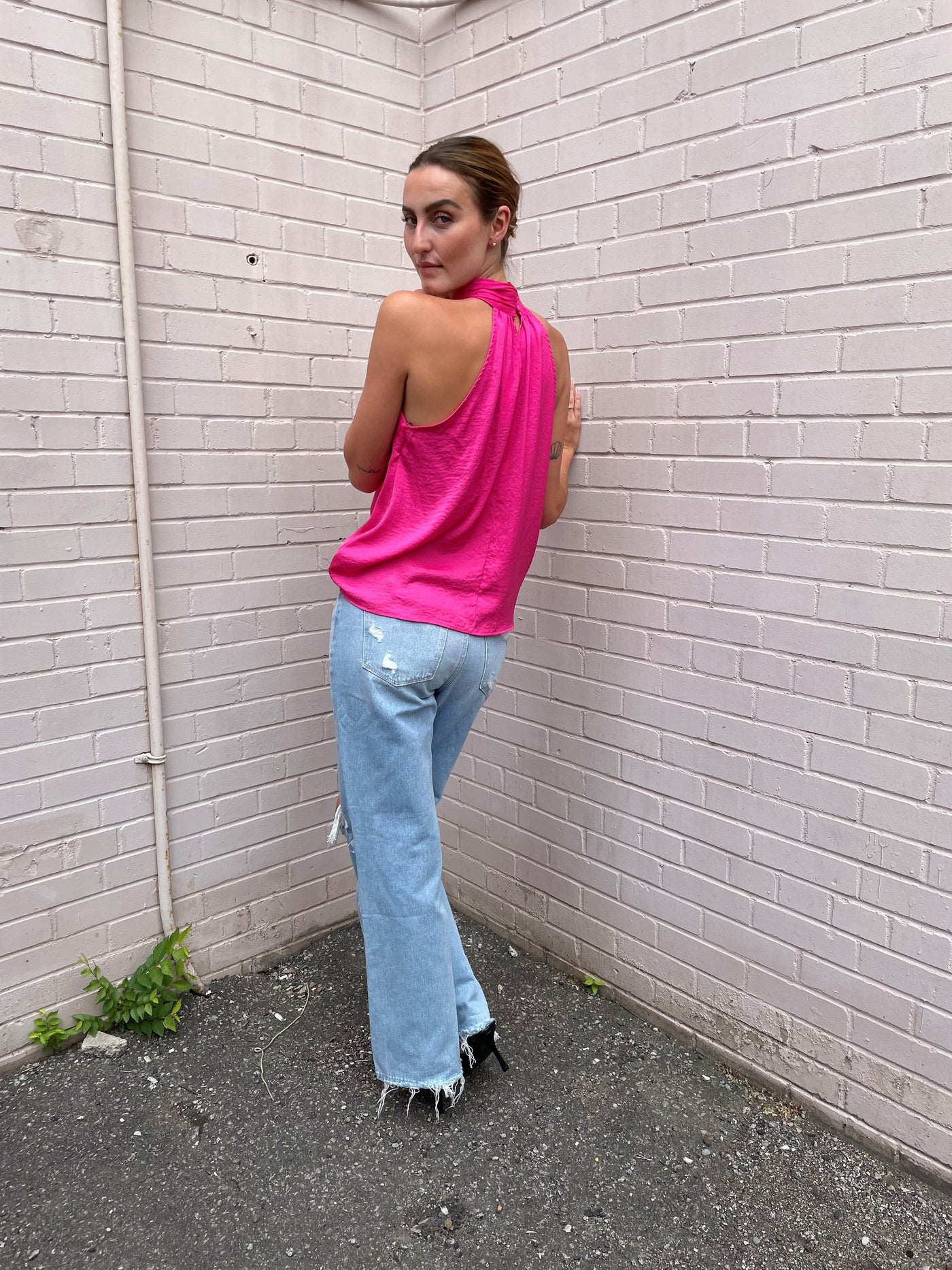The Pink Door High Neck Top -Pink