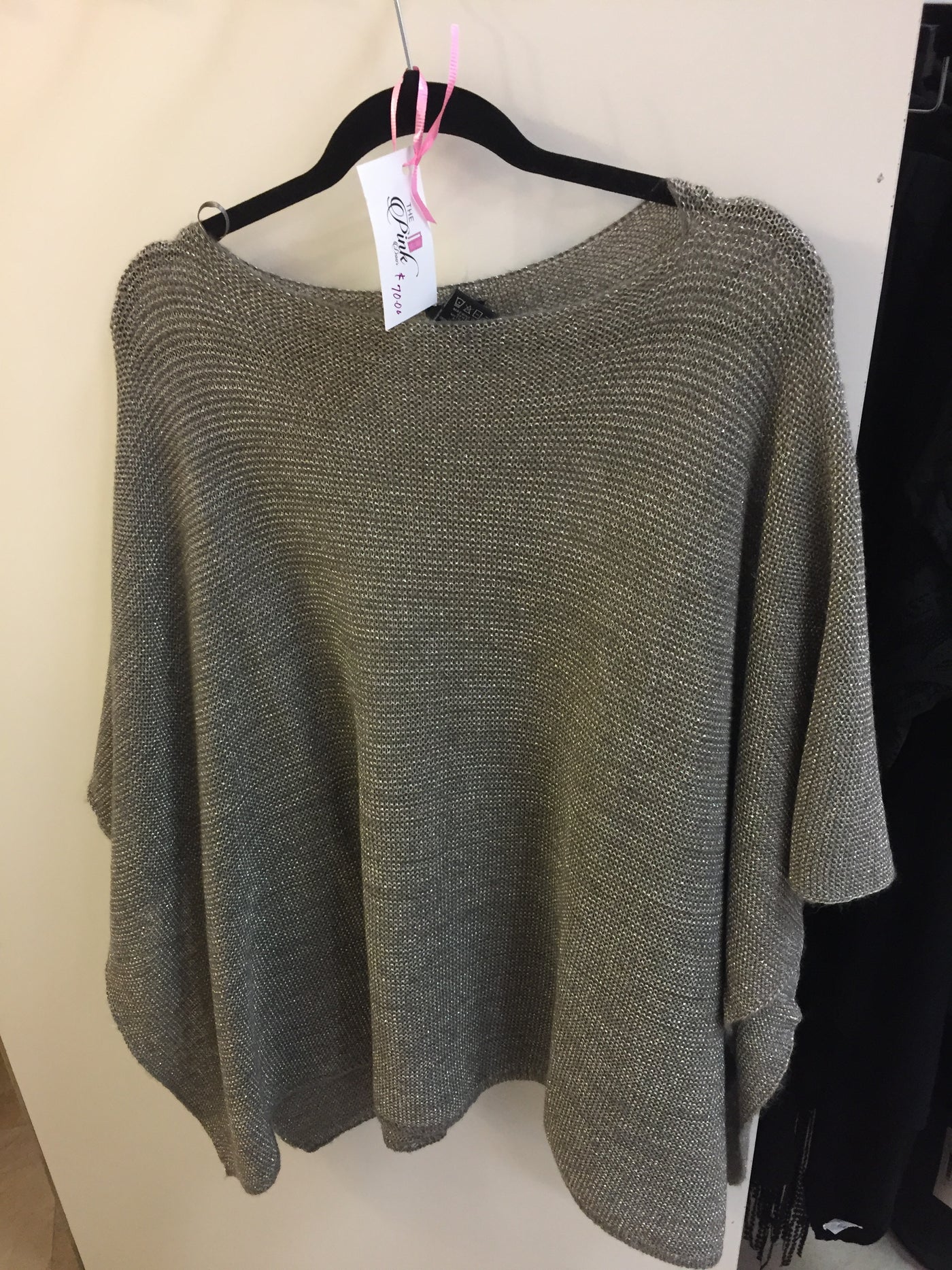 Sparkly Grey Knit Poncho