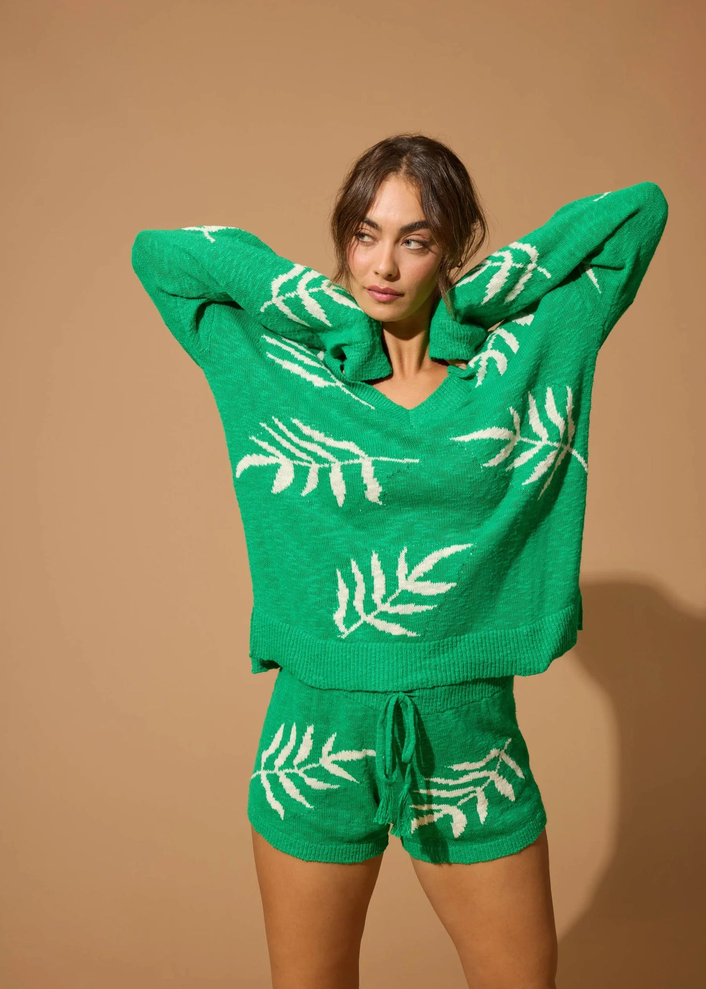 PJ Salvage The Beachcomber Leaf Print Long Sleeves Top