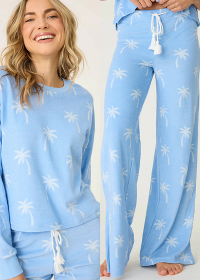 PJ Salvage Cabana Paradise Palm Print Long Lounge Set