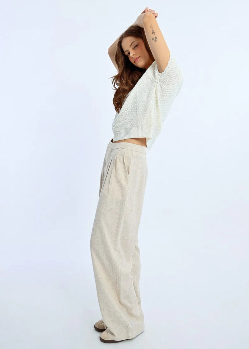 Molly Bracken Essential Linen Trousers Beige