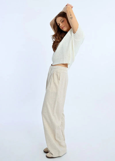 Molly Bracken Essential Linen Trousers Beige