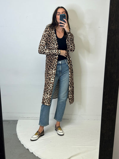 The Pink Door Leopard Knit Duster