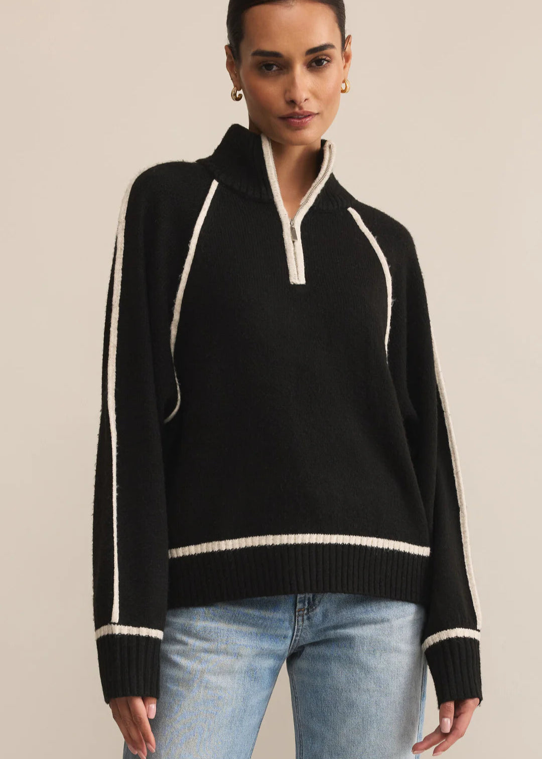 Z Supply Alps Half Zip Sweater Black