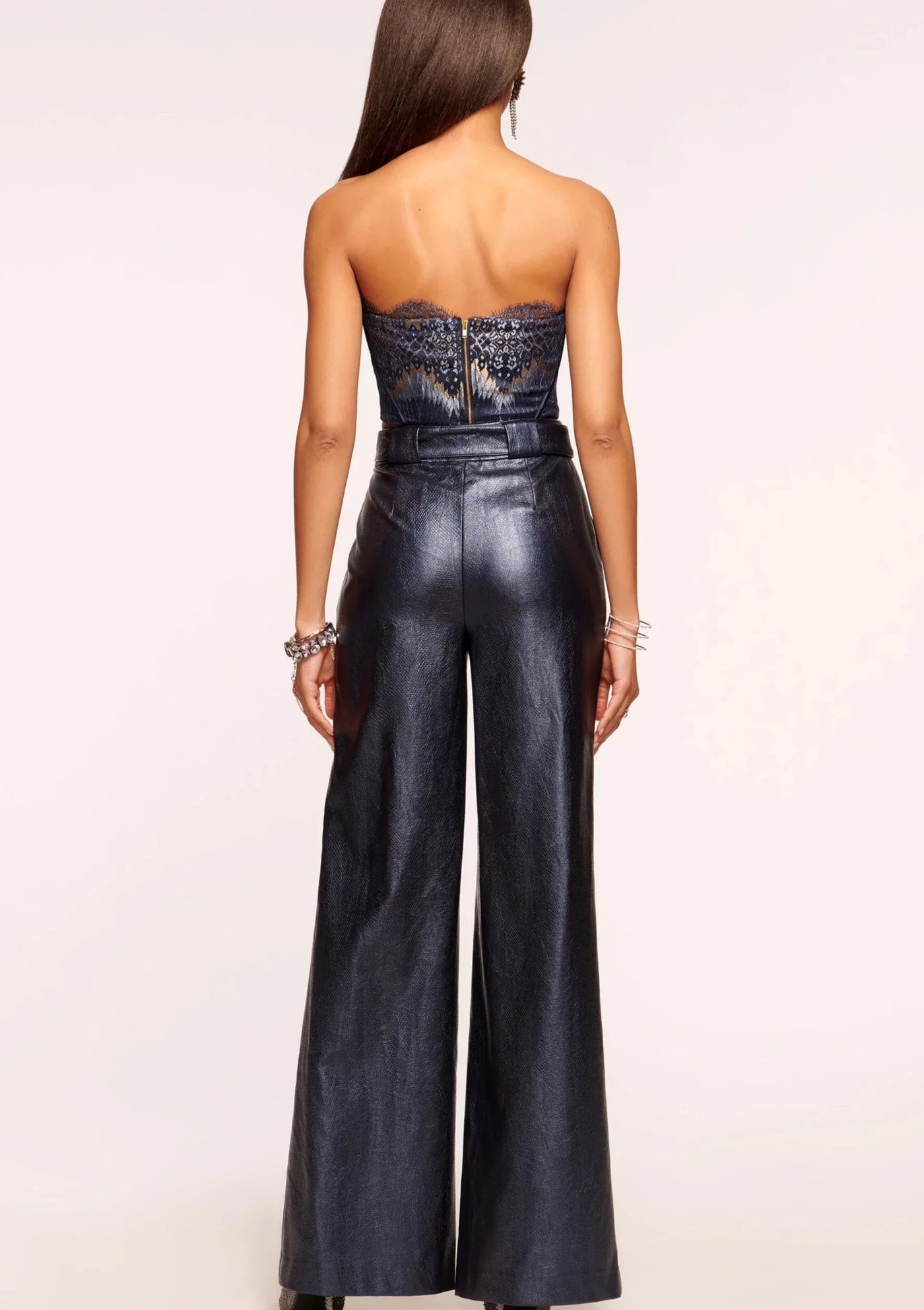 Ramy Brook Bella Wide Leg Faux Leather Trousers - Navy
