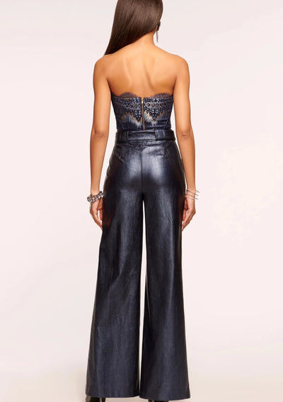 Ramy Brook Bella Wide Leg Faux Leather Trousers - Navy