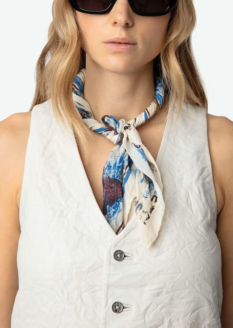 Zadig & Voltaire Butterfly Silk Scarf Blue
