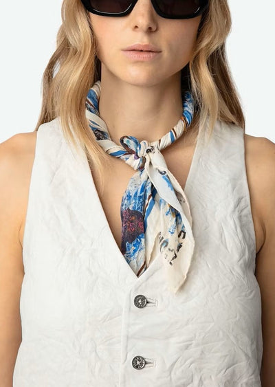 Zadig & Voltaire Butterfly Silk Scarf Blue