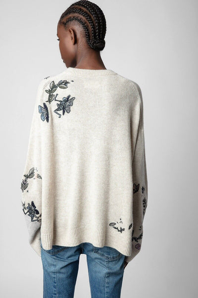 Zadig & Voltaire Markus Multi Leaves Cashmere Sweater - Oatmeal