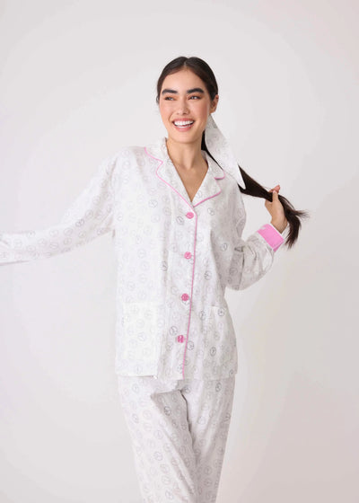 Pj Salvage Flannels Pj Set Ivory Peace & Love