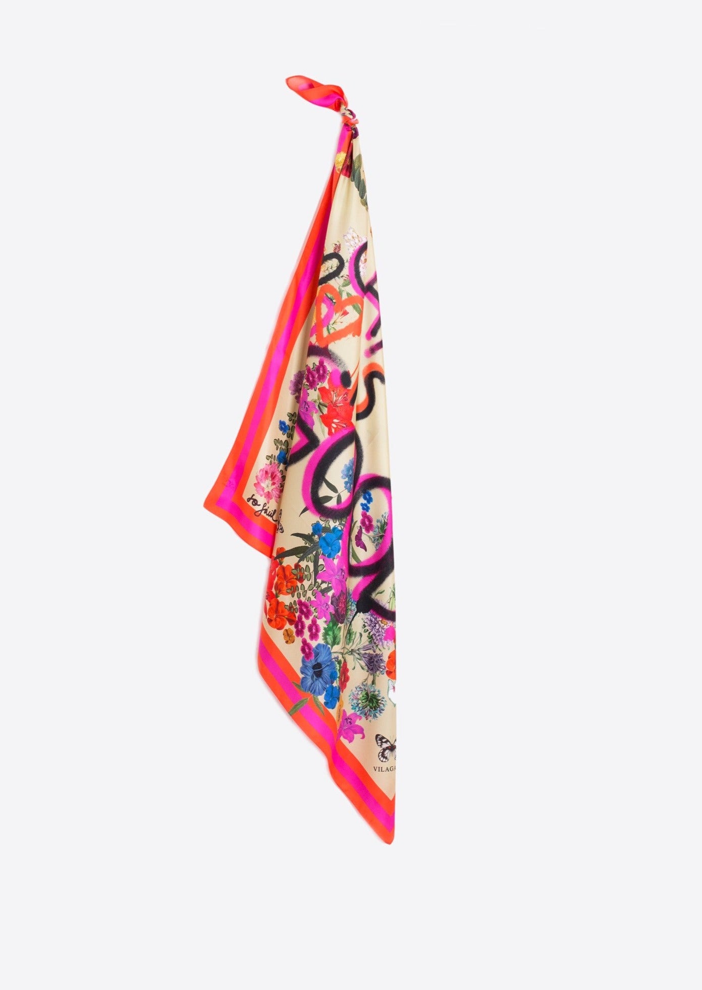 Vilagallo Silk Floral Print Scarf - Multicolour