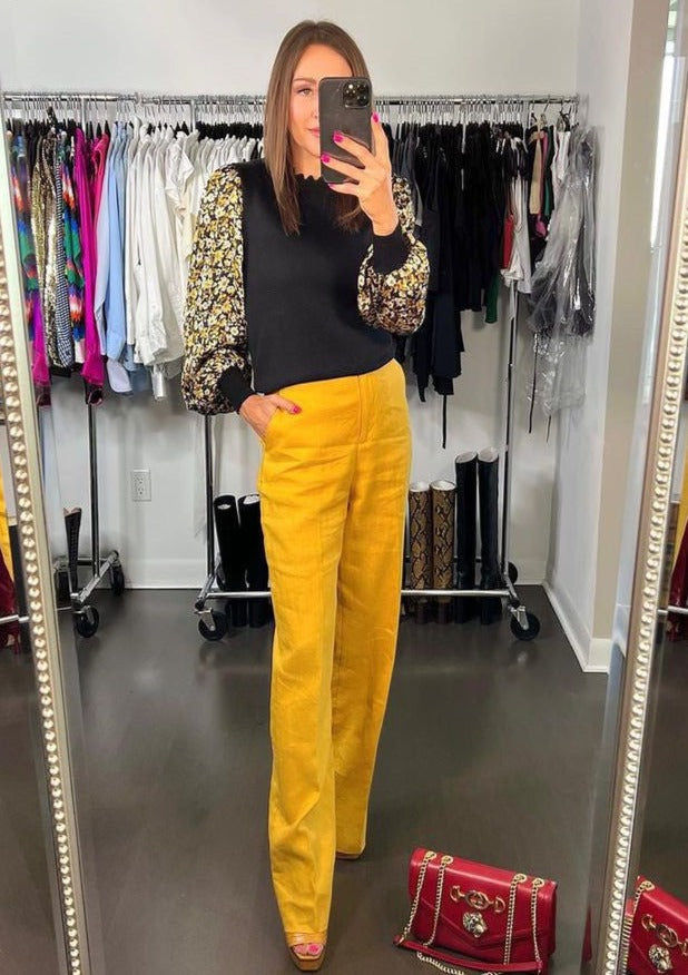 Golden Floral Sleeve Sweater