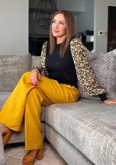 Golden Floral Sleeve Sweater
