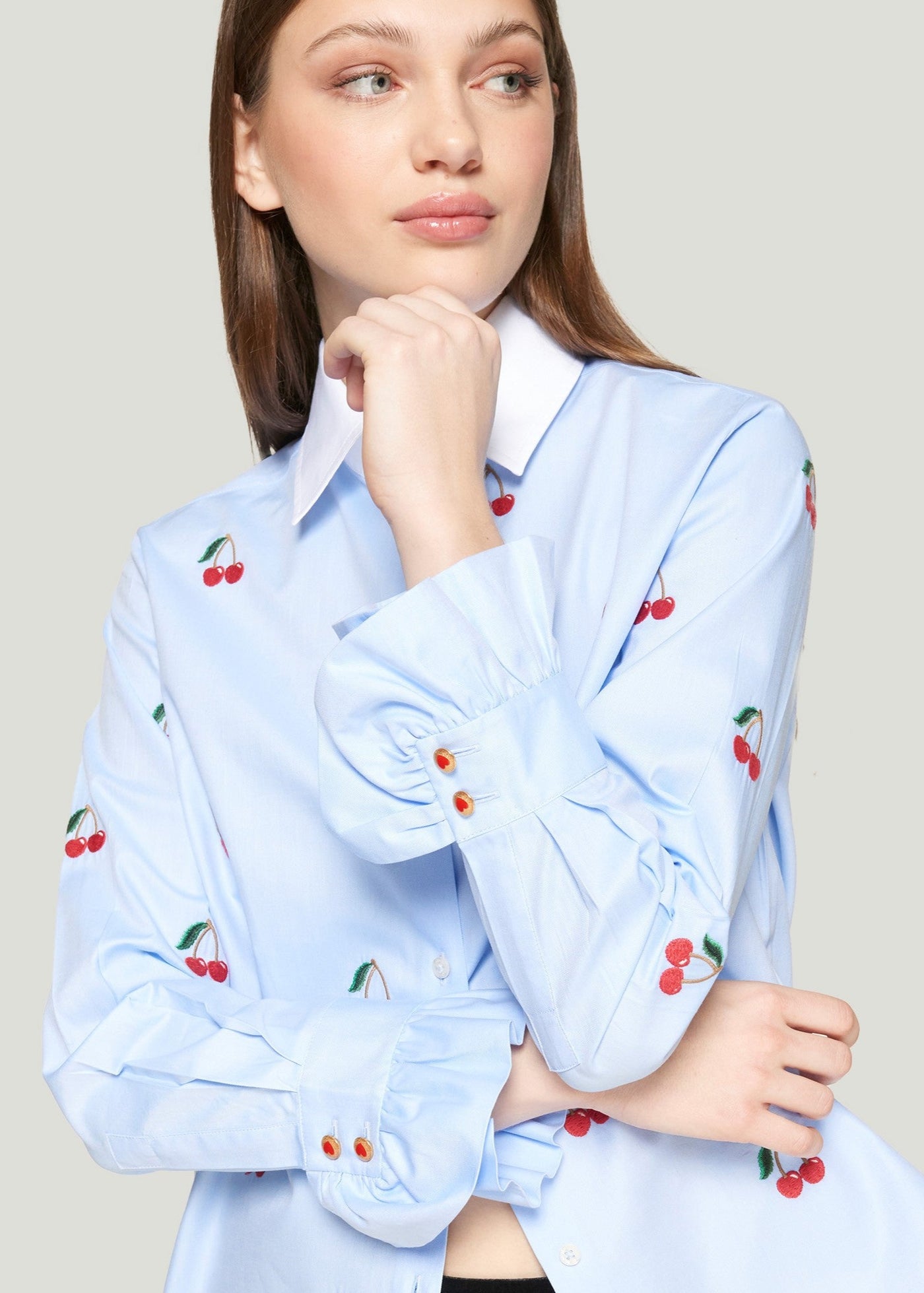 Vilagallo Alba Emb Cherry Shirt Blue
