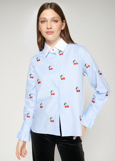 Vilagallo Alba Emb Cherry Shirt Blue