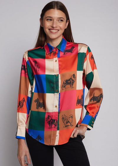 Vilagallo Donia Dog Print Shirt - Multicolour