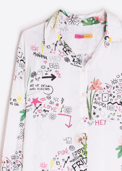 Vilagallo Gaby Graffiti Floral Shirt