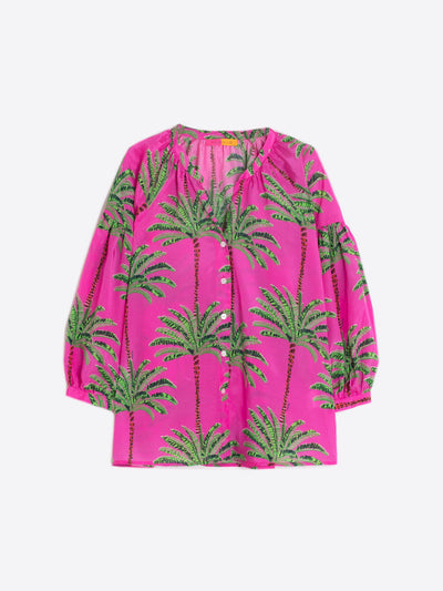 Vilagallo Mabel Palm Print Pink Blouse