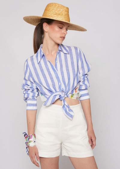 Vilagallo Mafalda Striped Linen Shirt