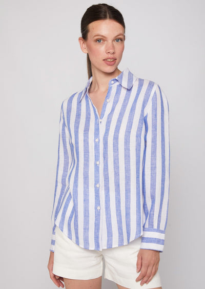 Vilagallo Mafalda Striped Linen Shirt