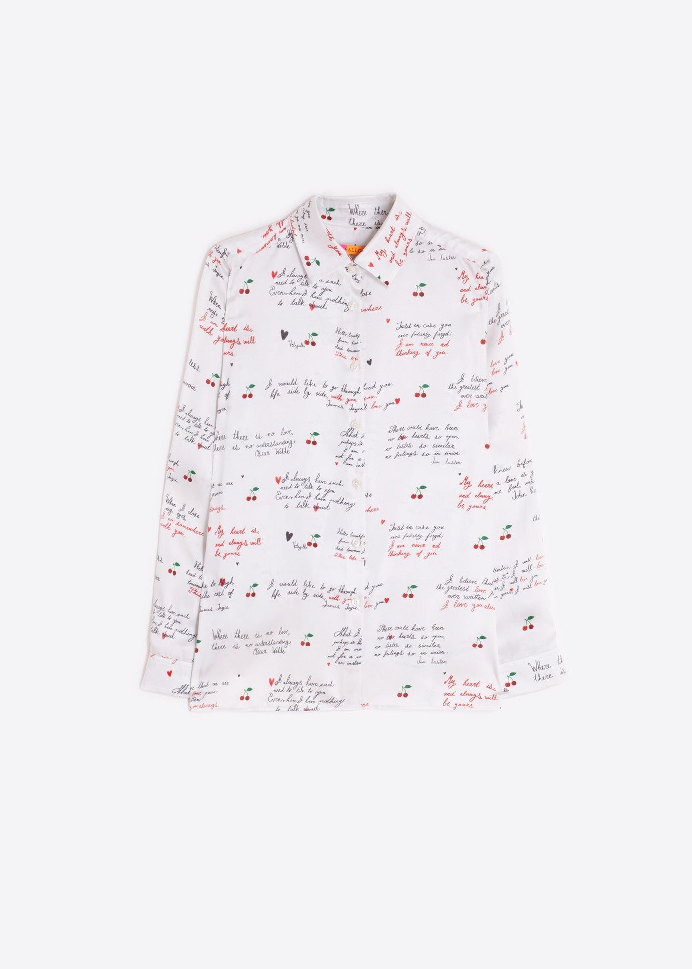 Vilagallo Tea Cherry Cursive Print Shirt