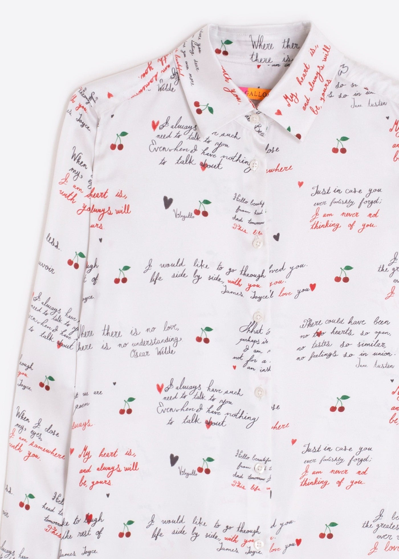Vilagallo Tea Cherry Cursive Print Shirt