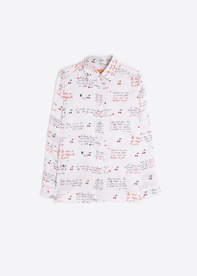 Vilagallo Tea Cherry Cursive Print Shirt