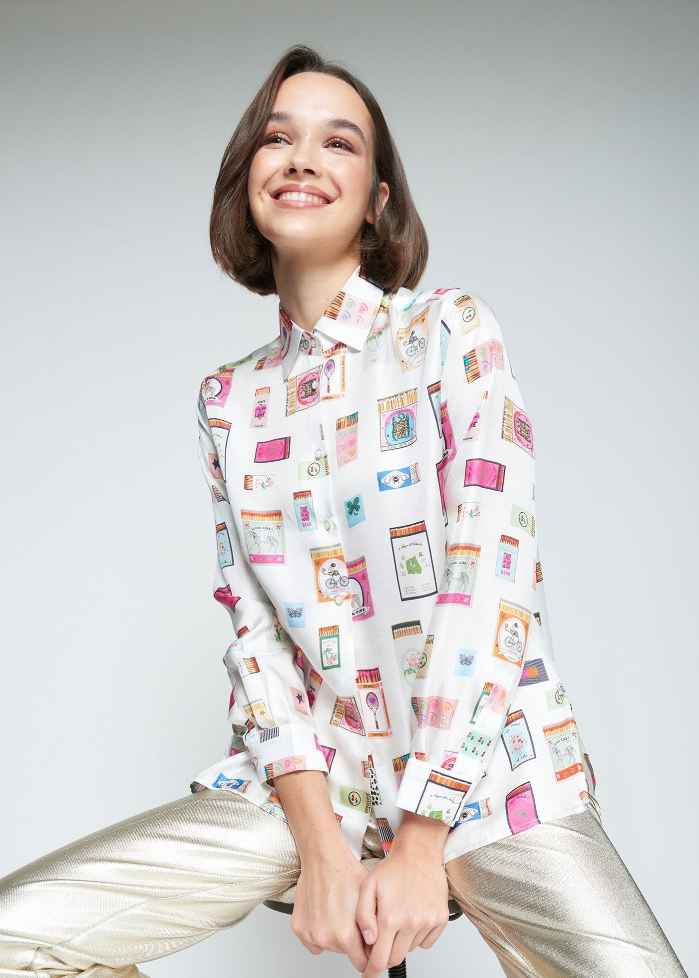 Vilagallo Tea Matchbox Print Shirt