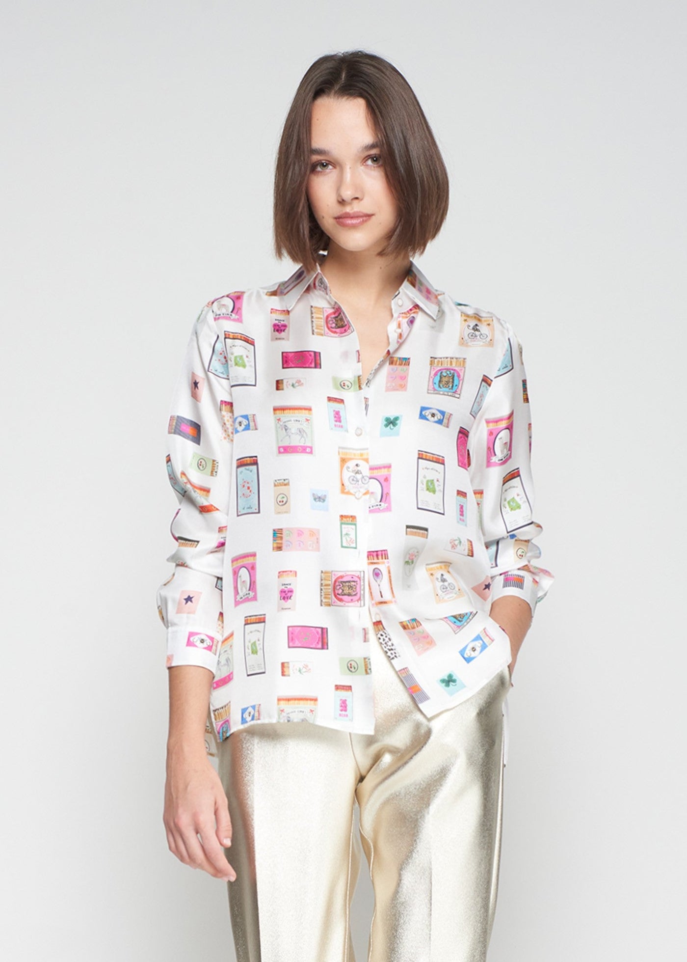 Vilagallo Tea Matchbox Print Shirt