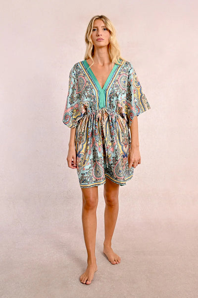 Molly Bracken Pretty Paisley Silky Dress Green