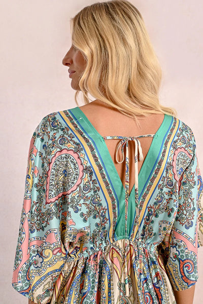 Molly Bracken Pretty Paisley Silky Dress Green
